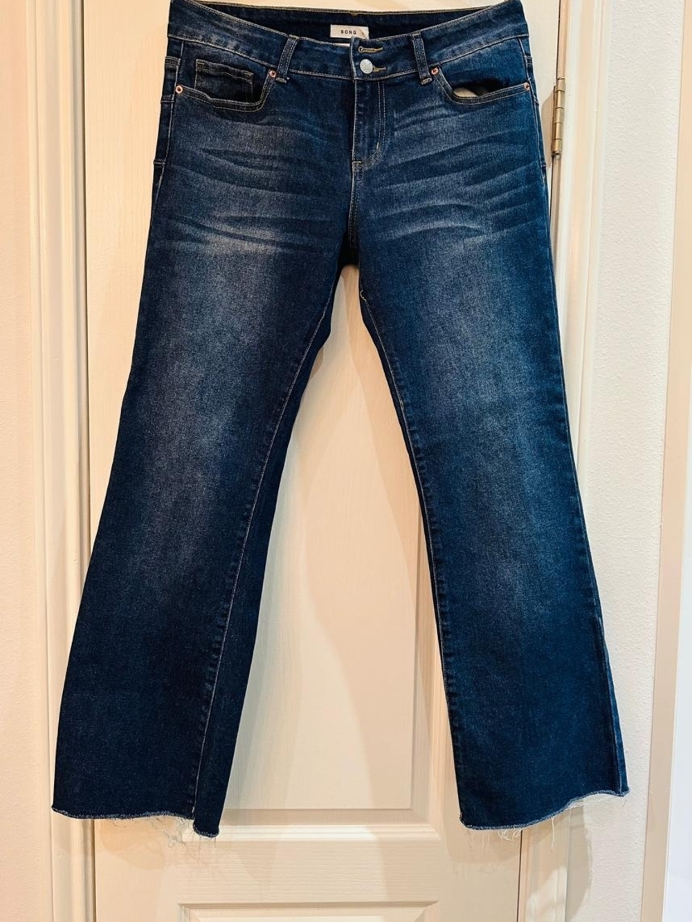 SONG Women's Dark Blue Flare Jeans - High Rise Stretch